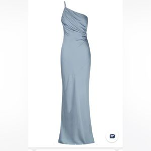Shona Joy NEW Azure One Shoulder Satin Maxi Dress XS